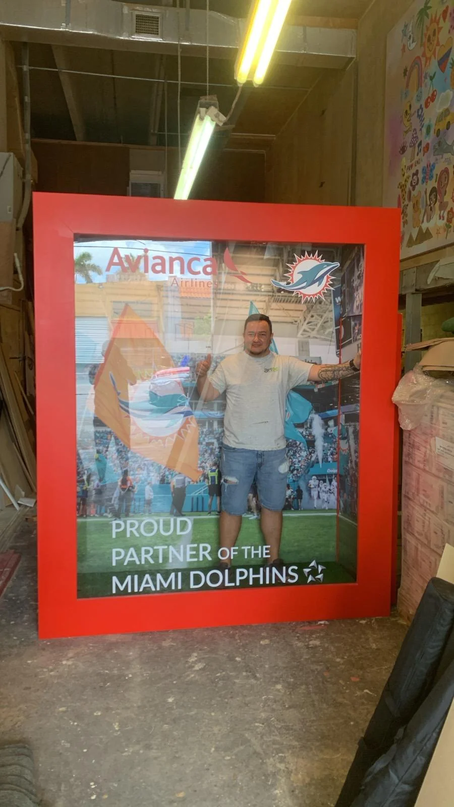 Professional brand activation display for Avianca Airlines featuring custom branded environment and experiential design elements in Miami, Florida