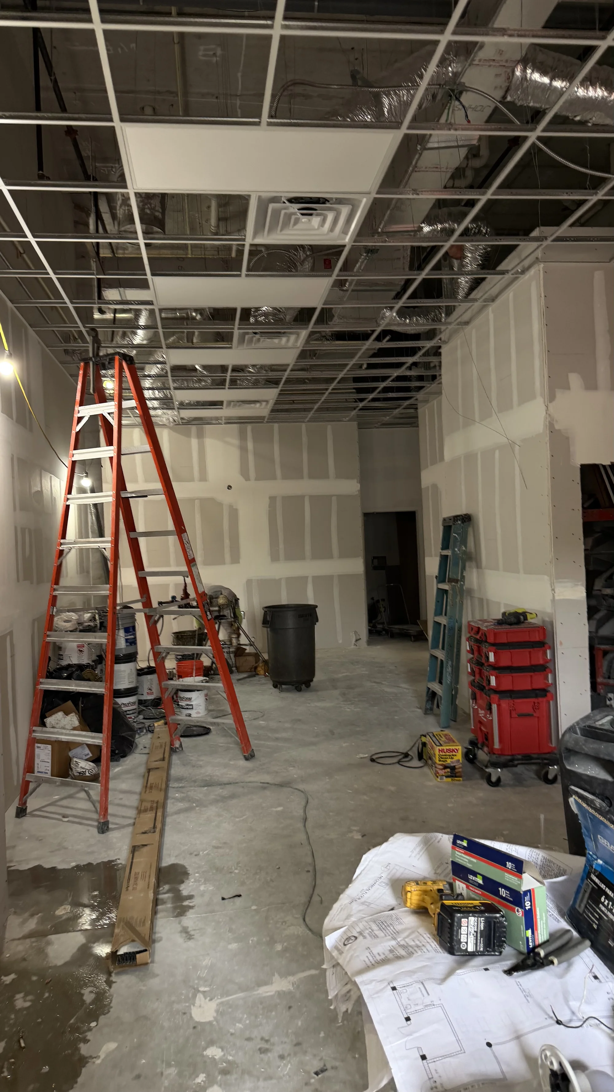 Commercial interior construction in progress at Bella Vida Adult Care Center in Davie, Florida by Habitar 91
