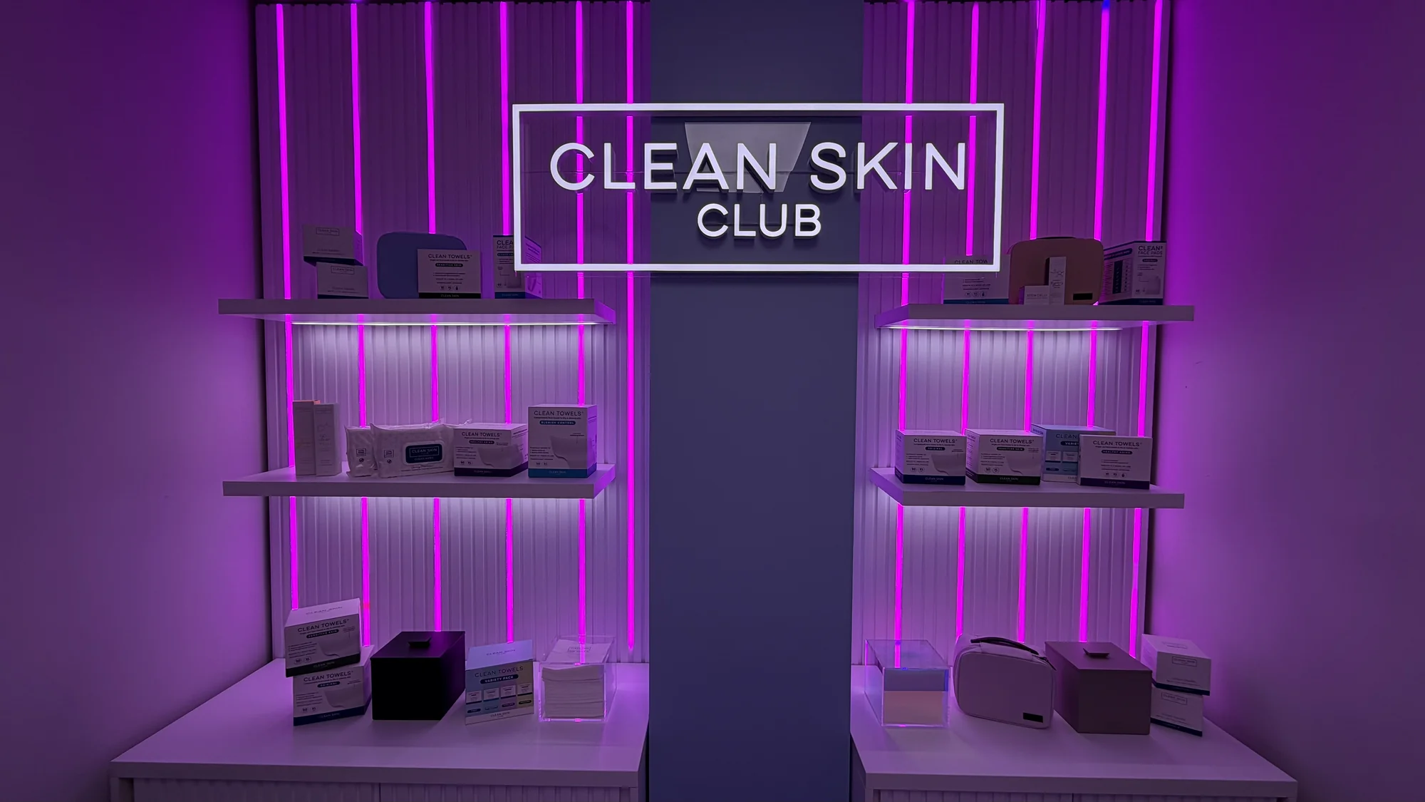 Modern TikTok-themed room installation for Clean Skin Club in Weston, Florida, featuring branded environment design and custom wall graphics by Habitar 91