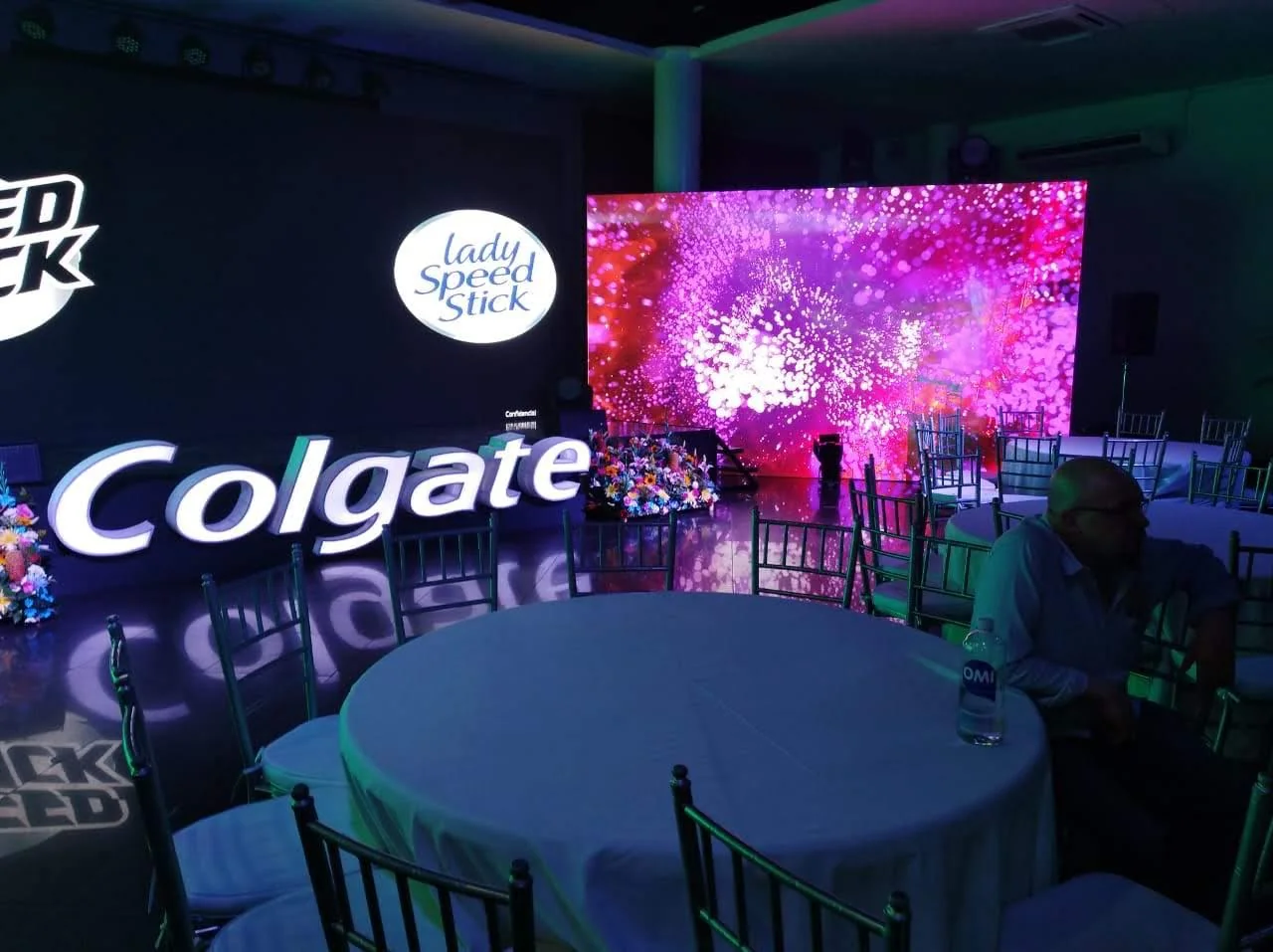 Custom illuminated and dimensional signage for Colgate brand activation event, featuring professional design and fabrication by Habitar 91