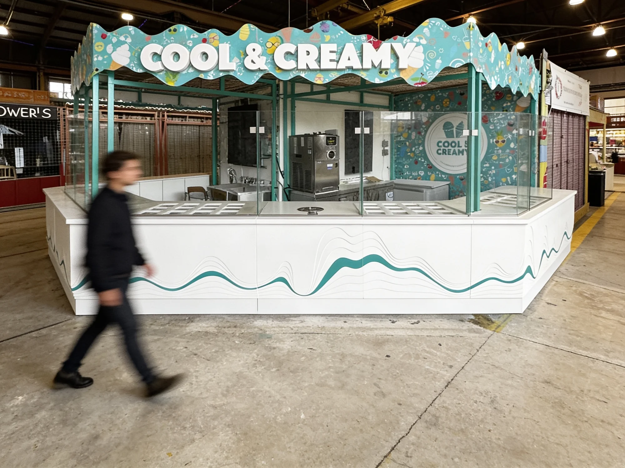 Modern retail store interior for Cool and Creamy in Hollywood, Florida, featuring custom design and branded environments by Habitar 91