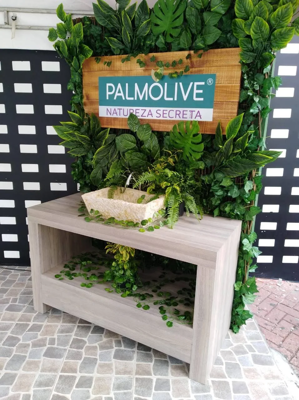Custom branded backdrop display for Palmolive brand activation event, featuring professional design and fabrication by Habitar 91