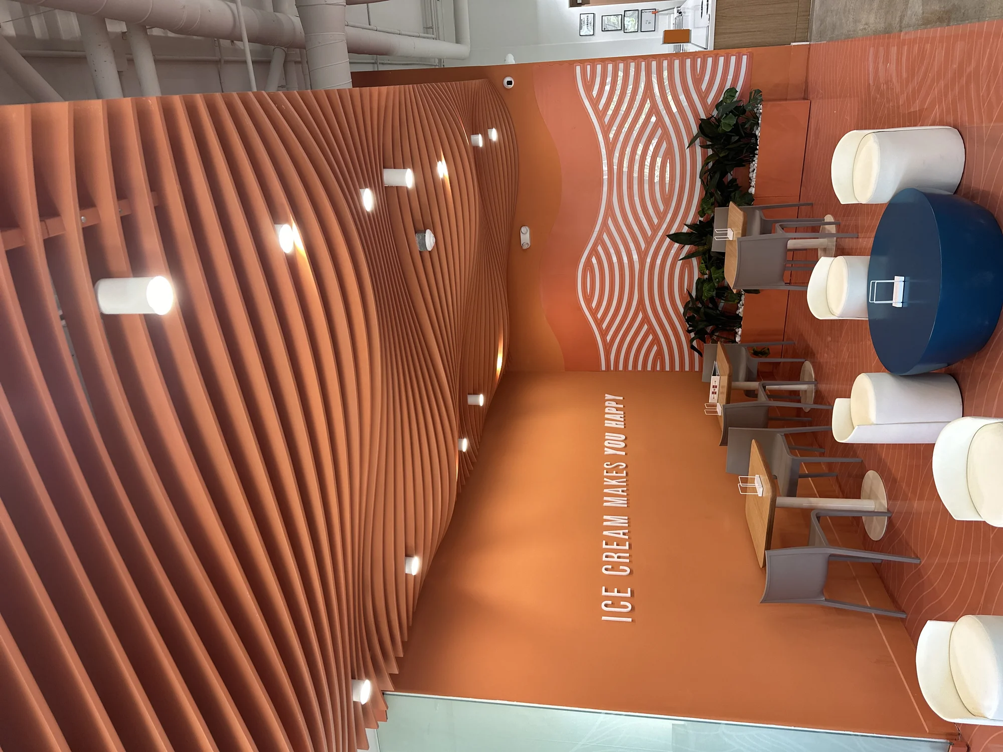 Modern ice cream shop interior at Piu Gelato in Davie, Florida, featuring custom design and branded environments by Habitar 91