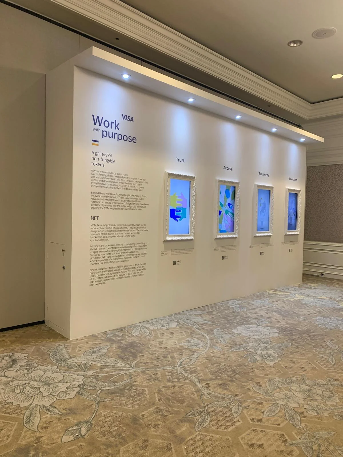 Professional brand activation installation for Visa featuring custom designed environment with branded elements and experiential setup in Miami, Florida